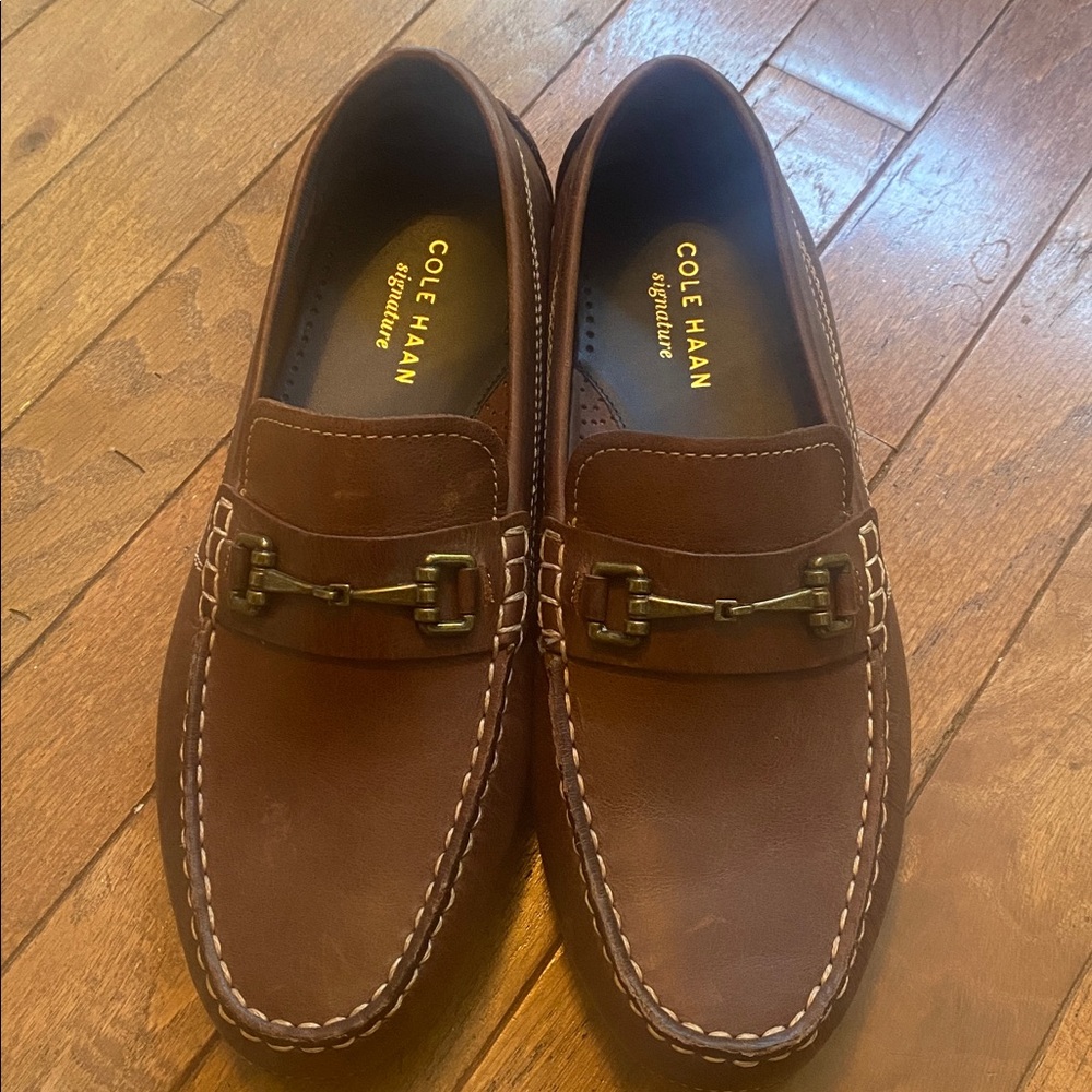 Cole Haan Signature Brown Loafers with Metal Accent
